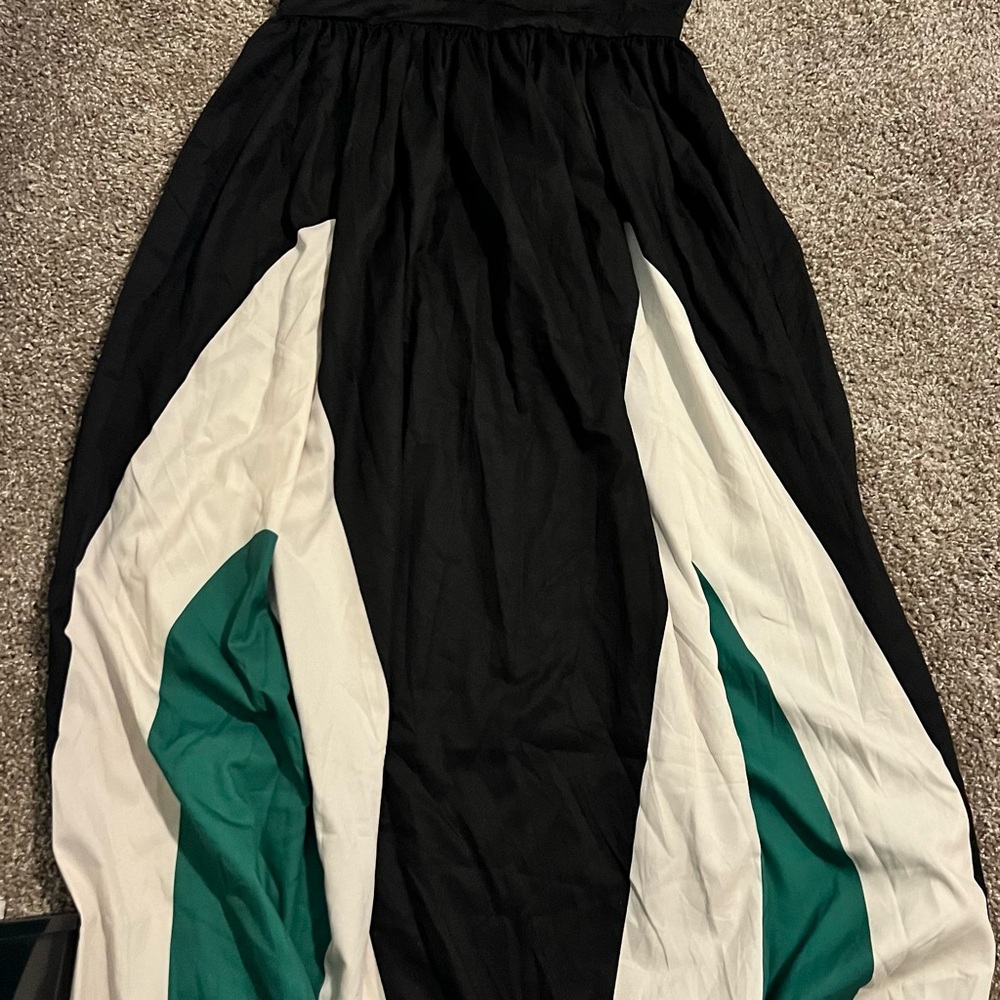 Black and Teal Maxi Skirt